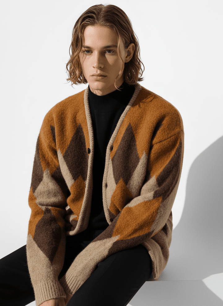 [MRCYC] 아가일 무늬 루즈 가디건 NA528