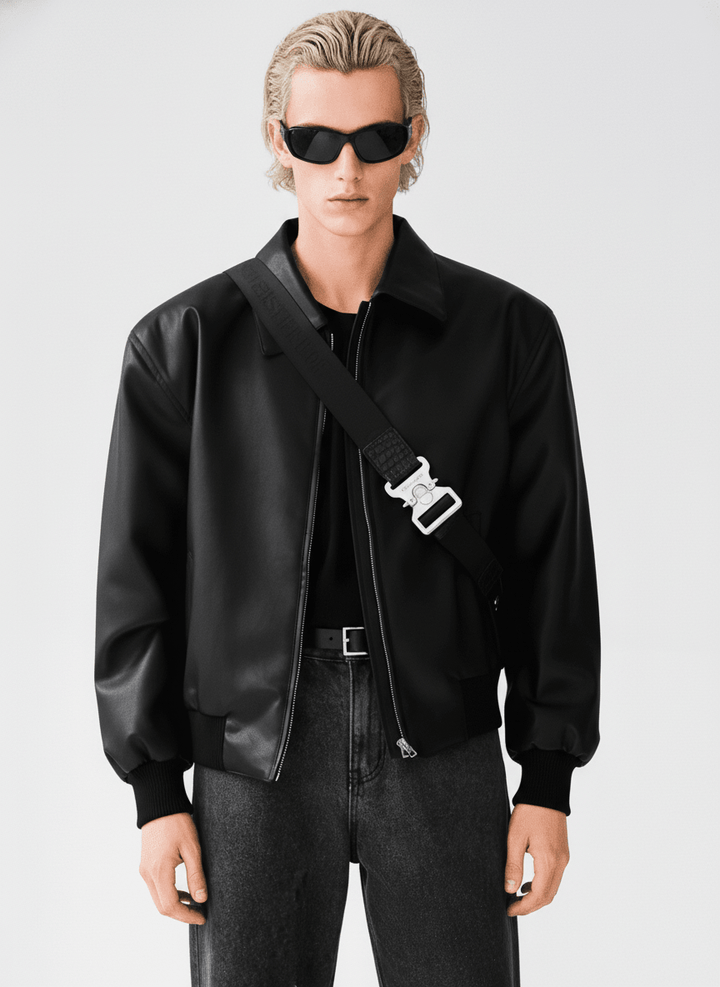 [HOHO] Dumb black leather jacket NA523