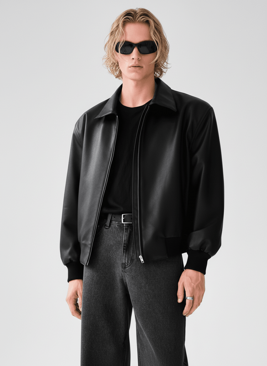 [HOHO] Dumb black leather jacket NA523