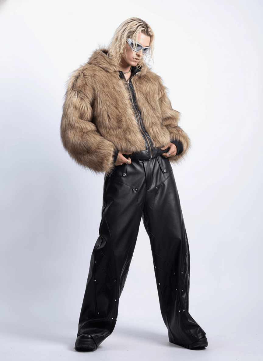 [PLAN1ONE] reversible leather cotton jacket na1672