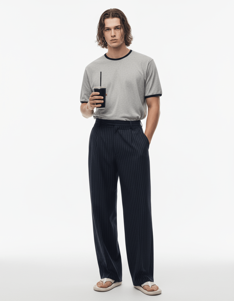 blue striped straight pants na1982