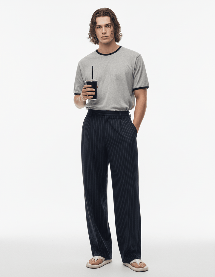 blue striped straight pants na1982