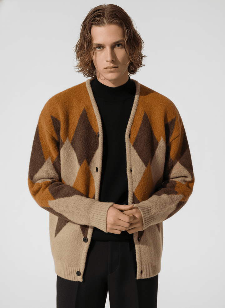 [MRCYC] 아가일 무늬 루즈 가디건 NA528