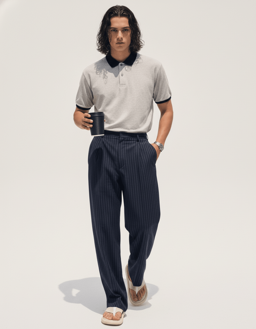 blue striped straight pants na1982