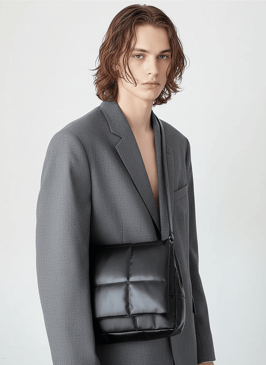 silk filling leather crossbody messenger bag na867