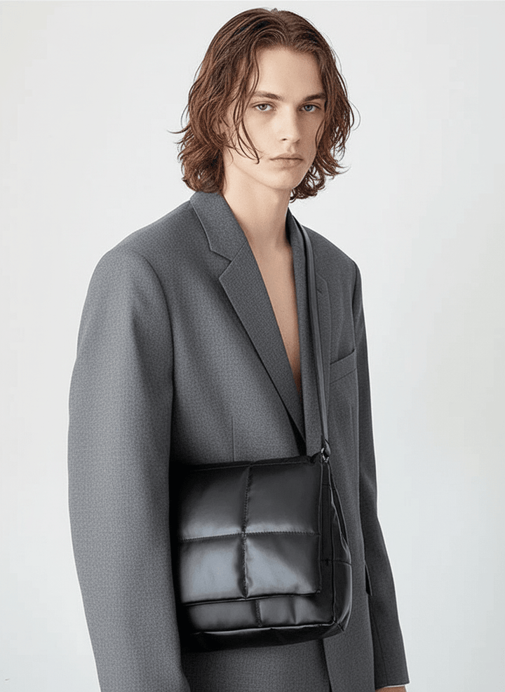 silk filling leather crossbody messenger bag na867