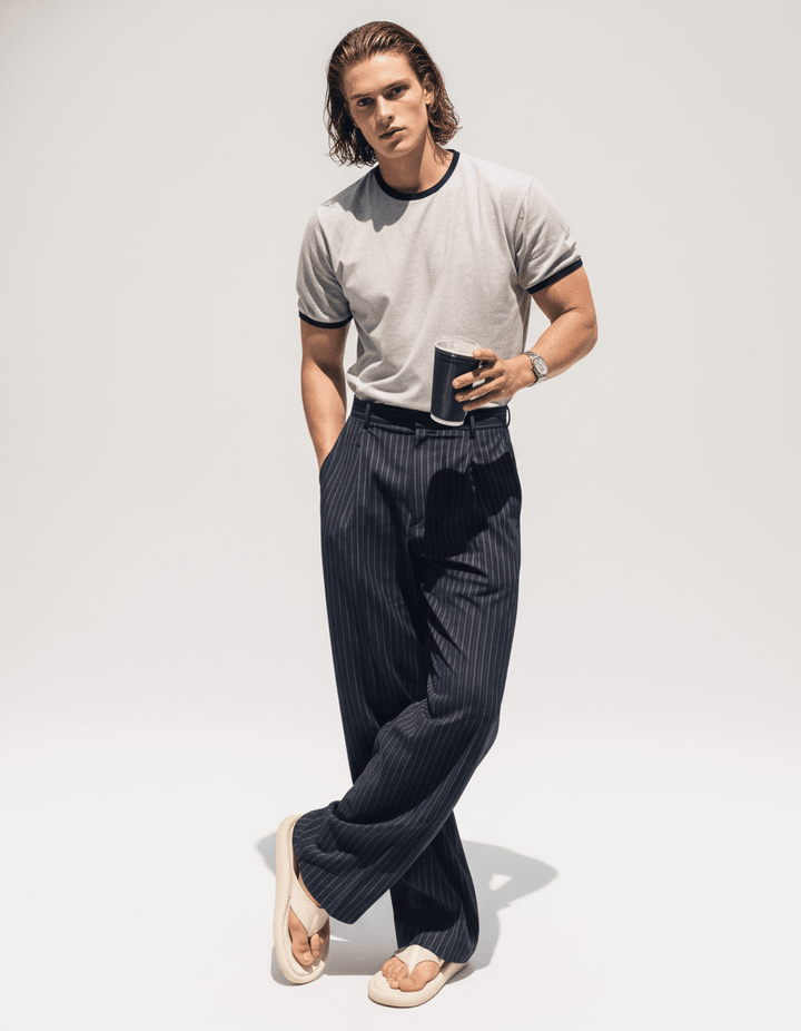 blue striped straight pants na1982