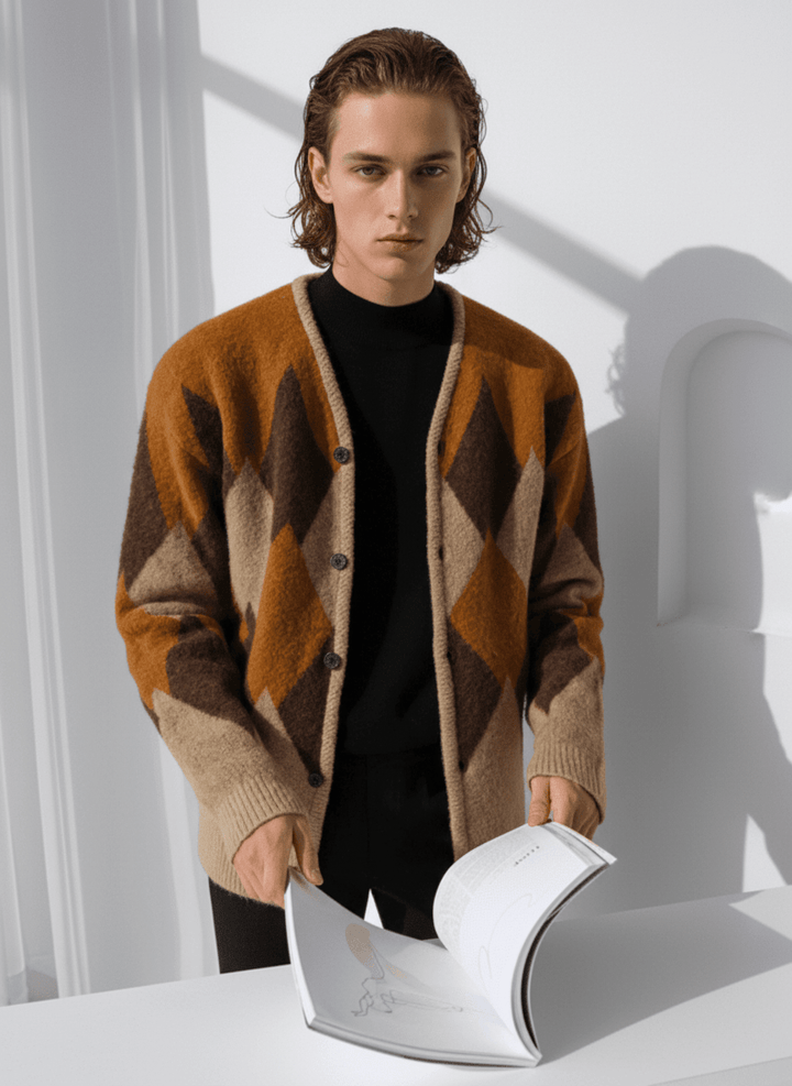 [MRCYC] 아가일 무늬 루즈 가디건 NA528