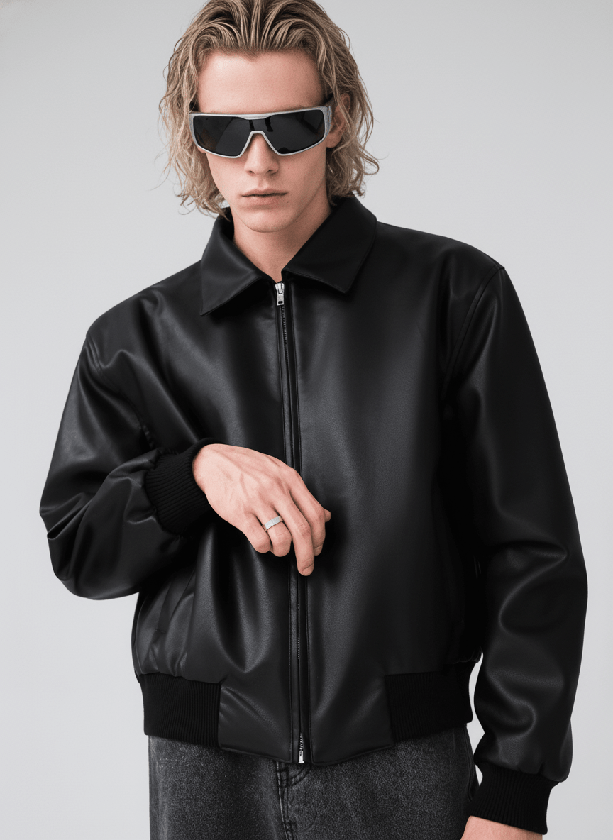 [HOHO] Dumb black leather jacket NA523