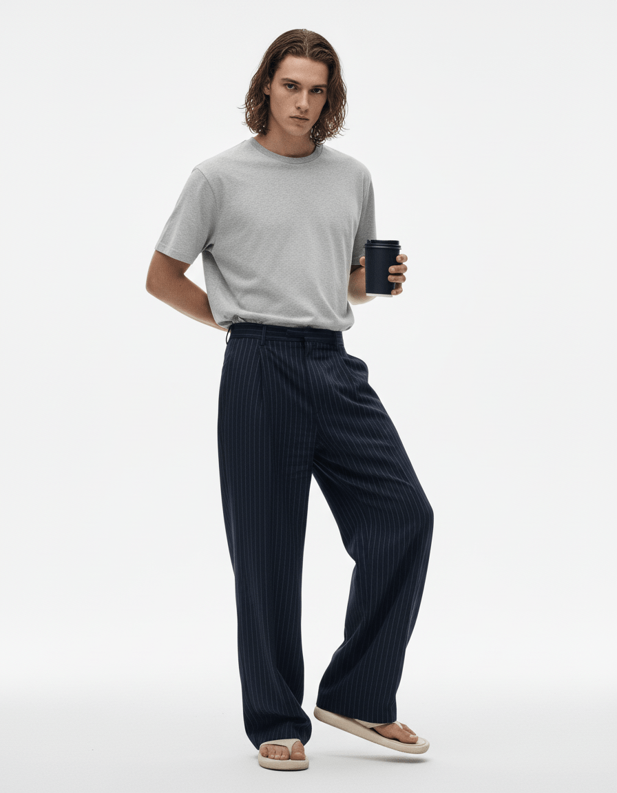 blue striped straight pants na1982