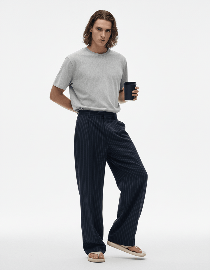 blue striped straight pants na1982