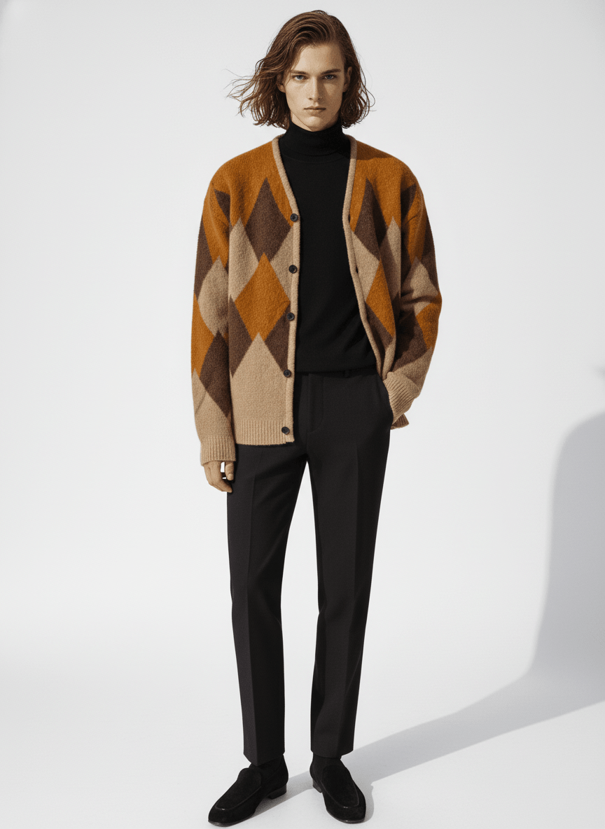 [MRCYC] 아가일 무늬 루즈 가디건 NA528