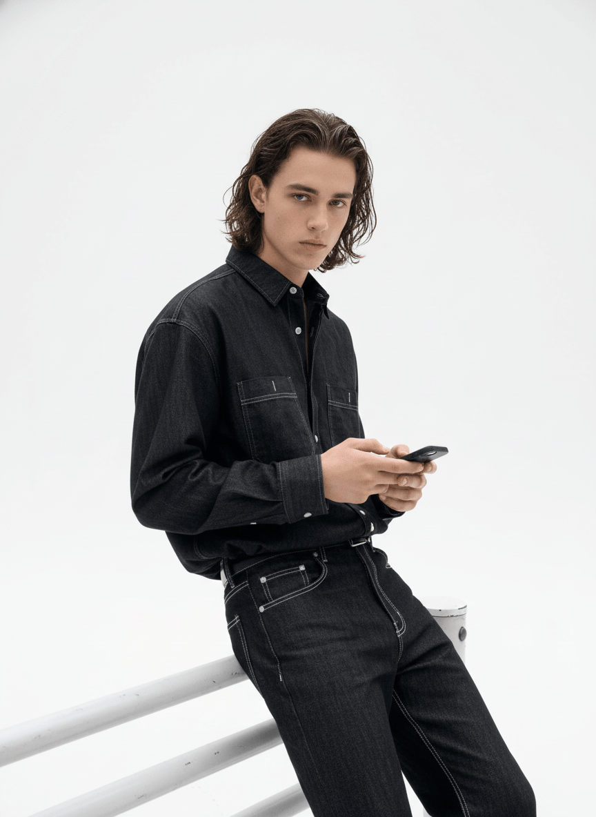 [MRCYC] Korean version of denim tops + bottoms na1017