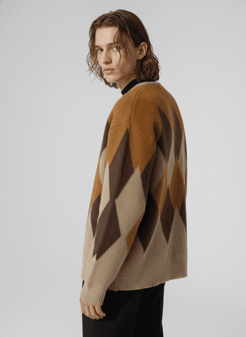 [MRCYC] 아가일 무늬 루즈 가디건 NA528