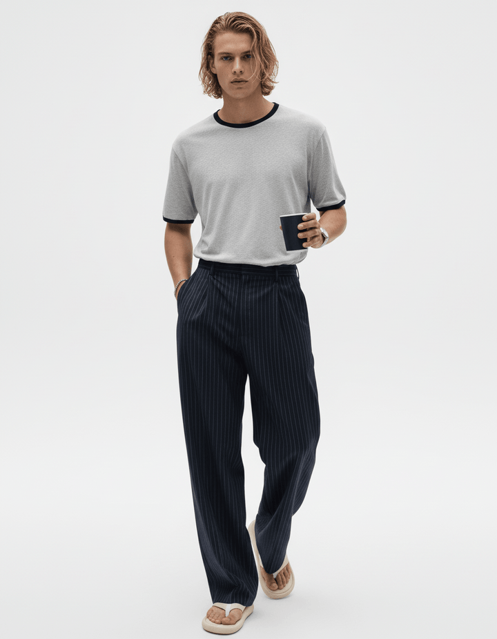 blue striped straight pants na1982