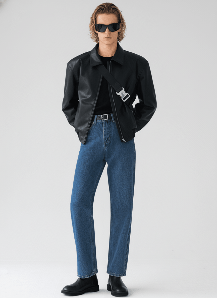 [HOHO] Dumb black leather jacket NA523