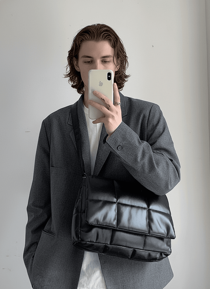 silk filling leather crossbody messenger bag na867