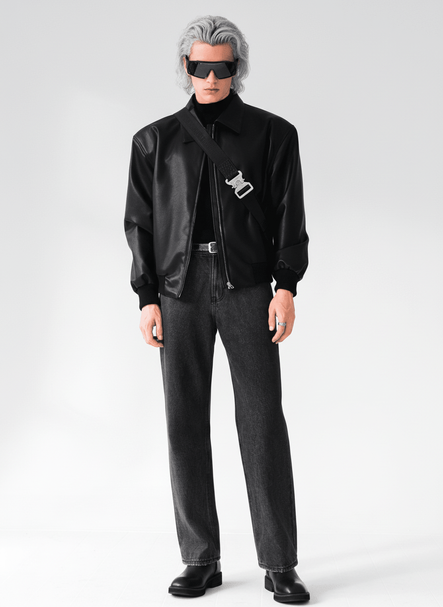 [HOHO] Dumb black leather jacket NA523