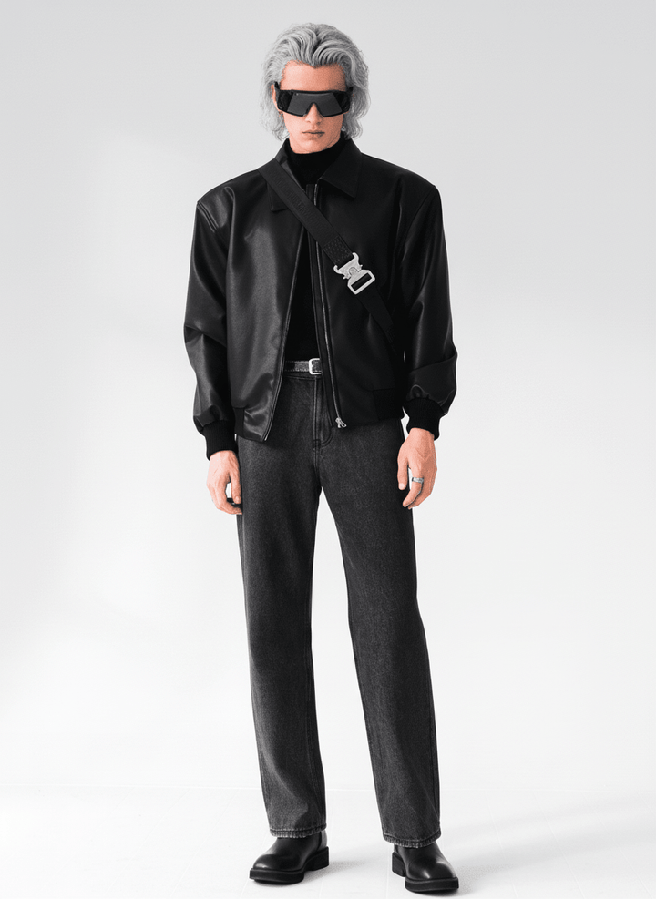 [HOHO] Dumb black leather jacket NA523