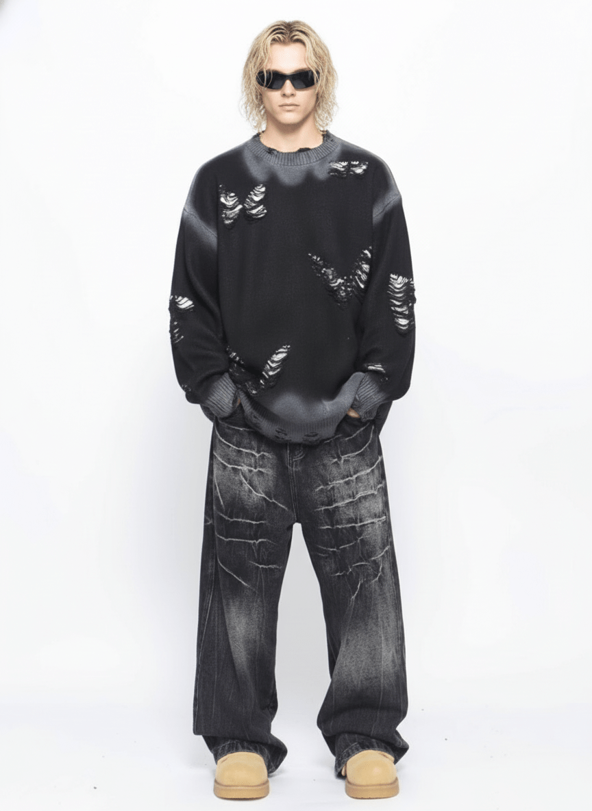 【Mz】Niche design hole knit na1546