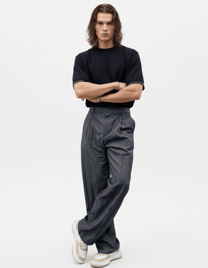 blue striped straight pants na1982