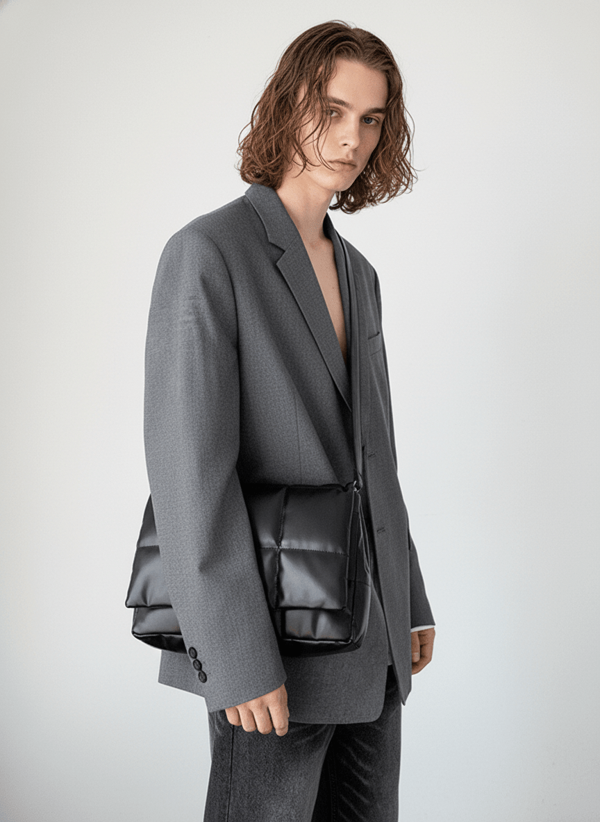 silk filling leather crossbody messenger bag na867