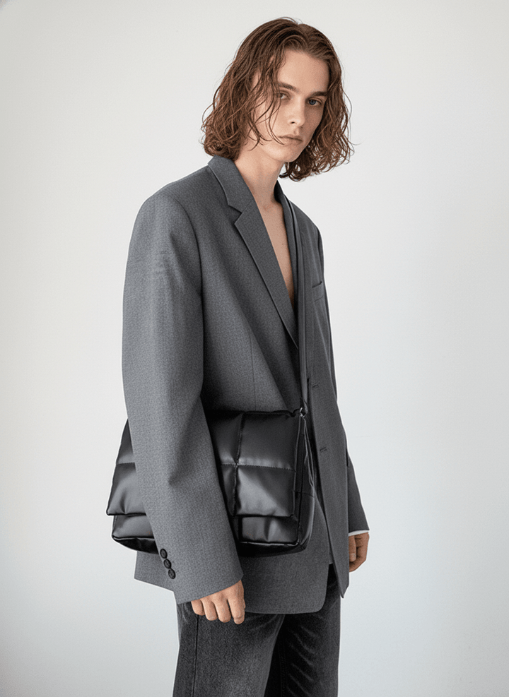 silk filling leather crossbody messenger bag na867