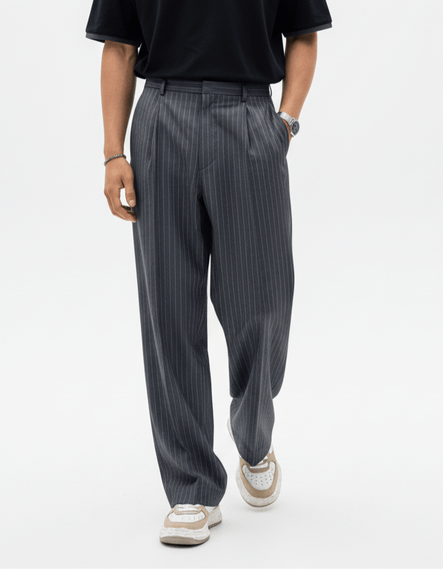 blue striped straight pants na1982