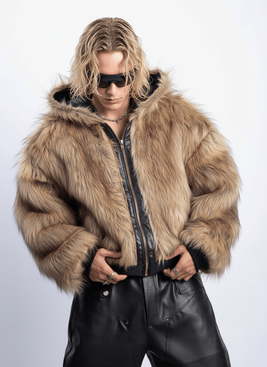 [PLAN1ONE] reversible leather cotton jacket na1672