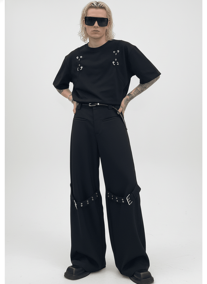 [CUIBUJU] strap design straight suit pants na755