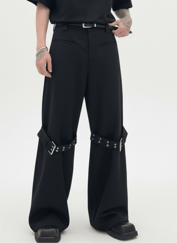 [CUIBUJU] strap design straight suit pants na755