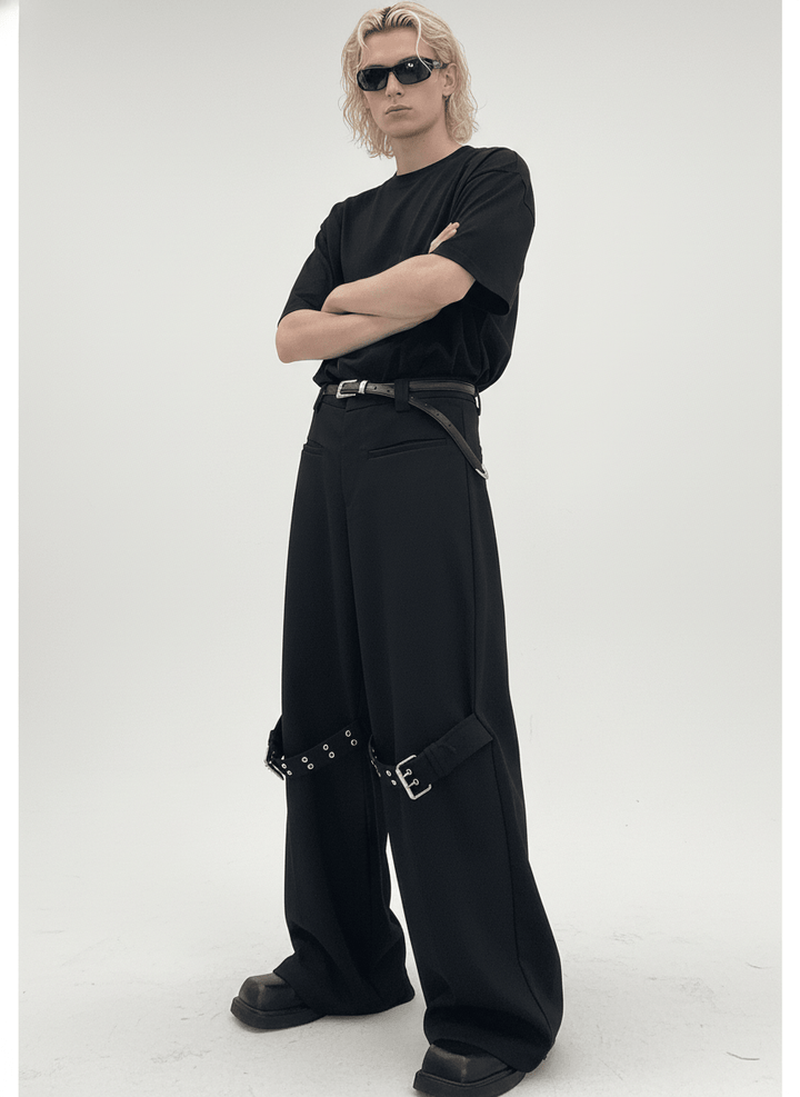 [CUIBUJU] strap design straight suit pants na755