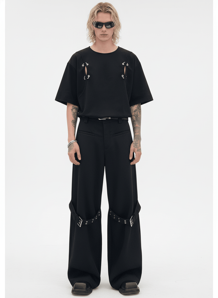 [CUIBUJU] strap design straight suit pants na755