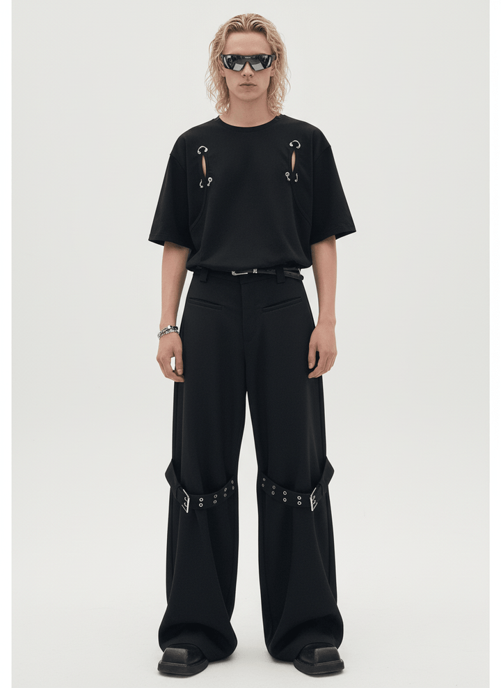 [CUIBUJU] strap design straight suit pants na755