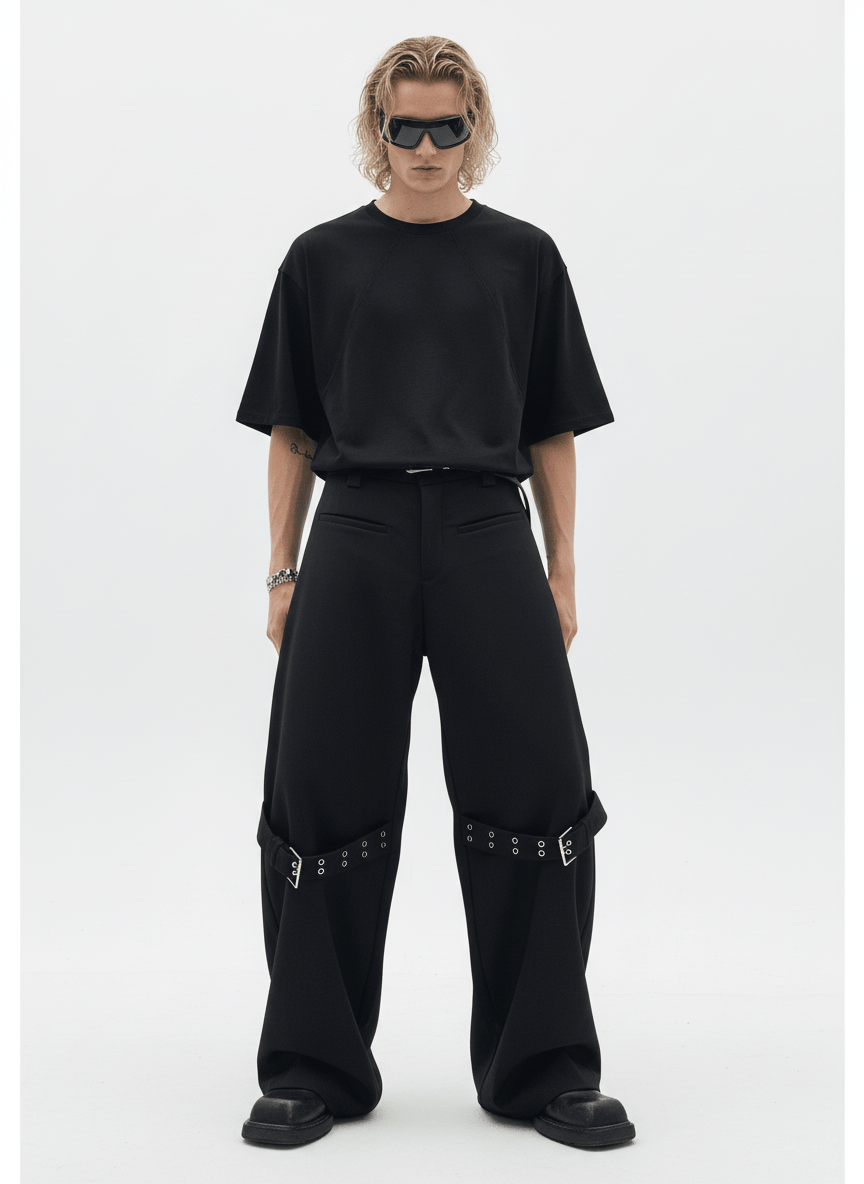 [CUIBUJU] strap design straight suit pants na755