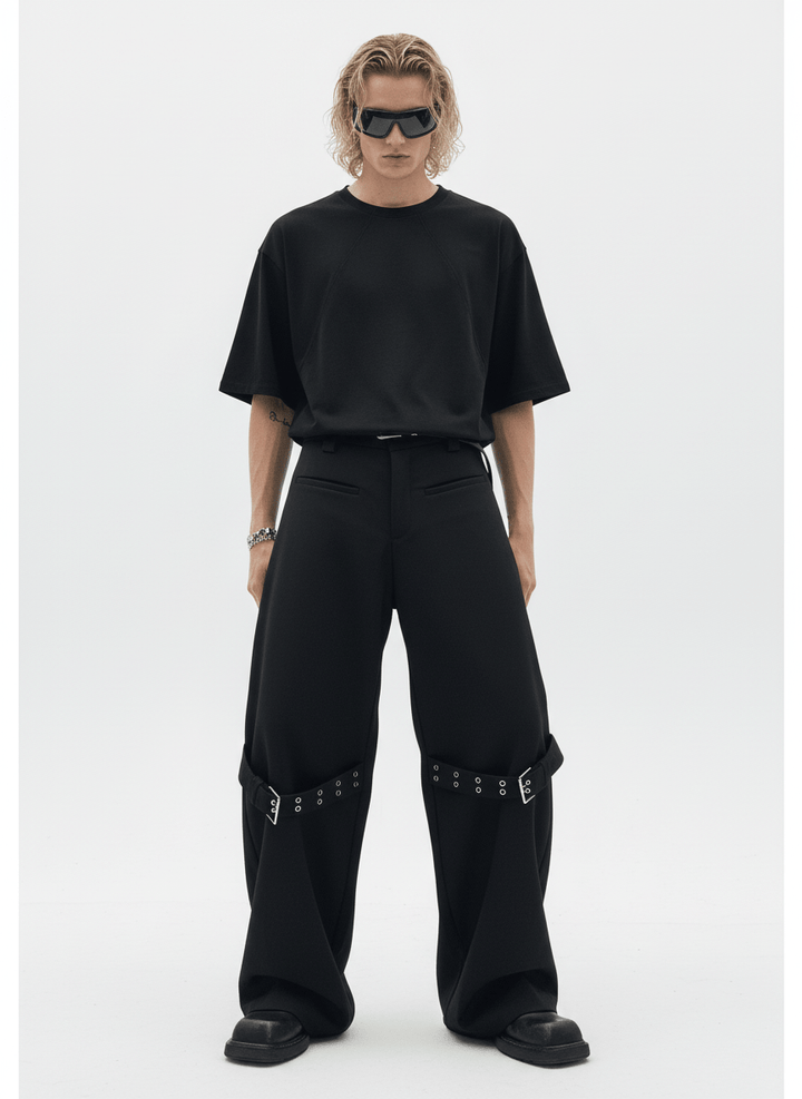 [CUIBUJU] strap design straight suit pants na755