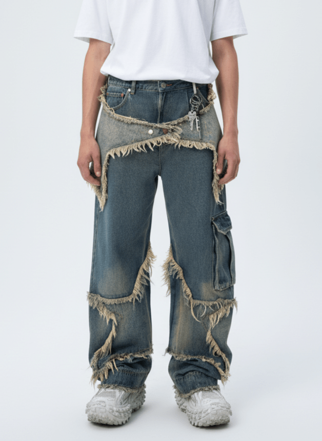 [FLAT ROOM] street design pockets washed denim FL46