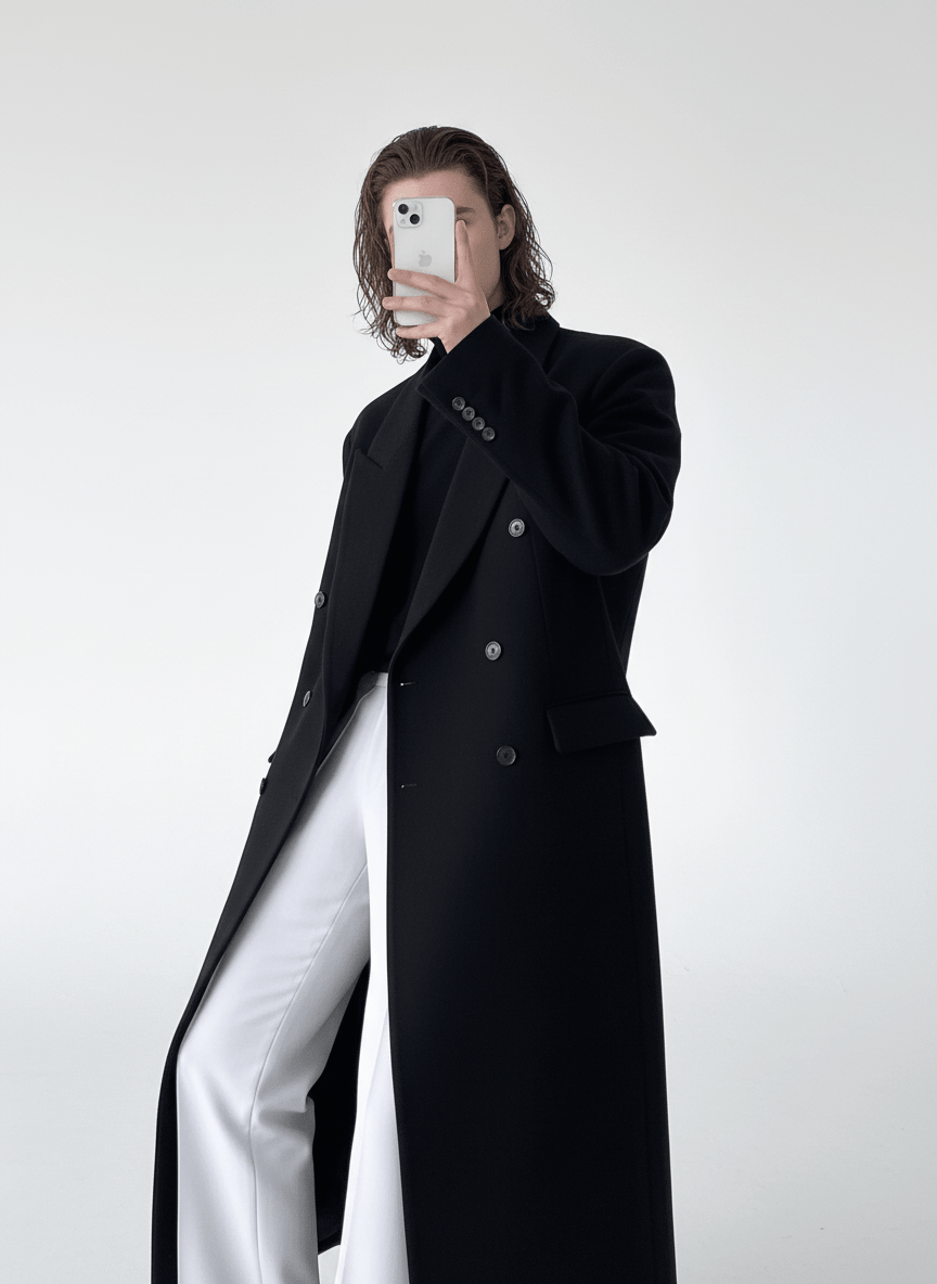 [MRCYC] Loose Black Coat na727