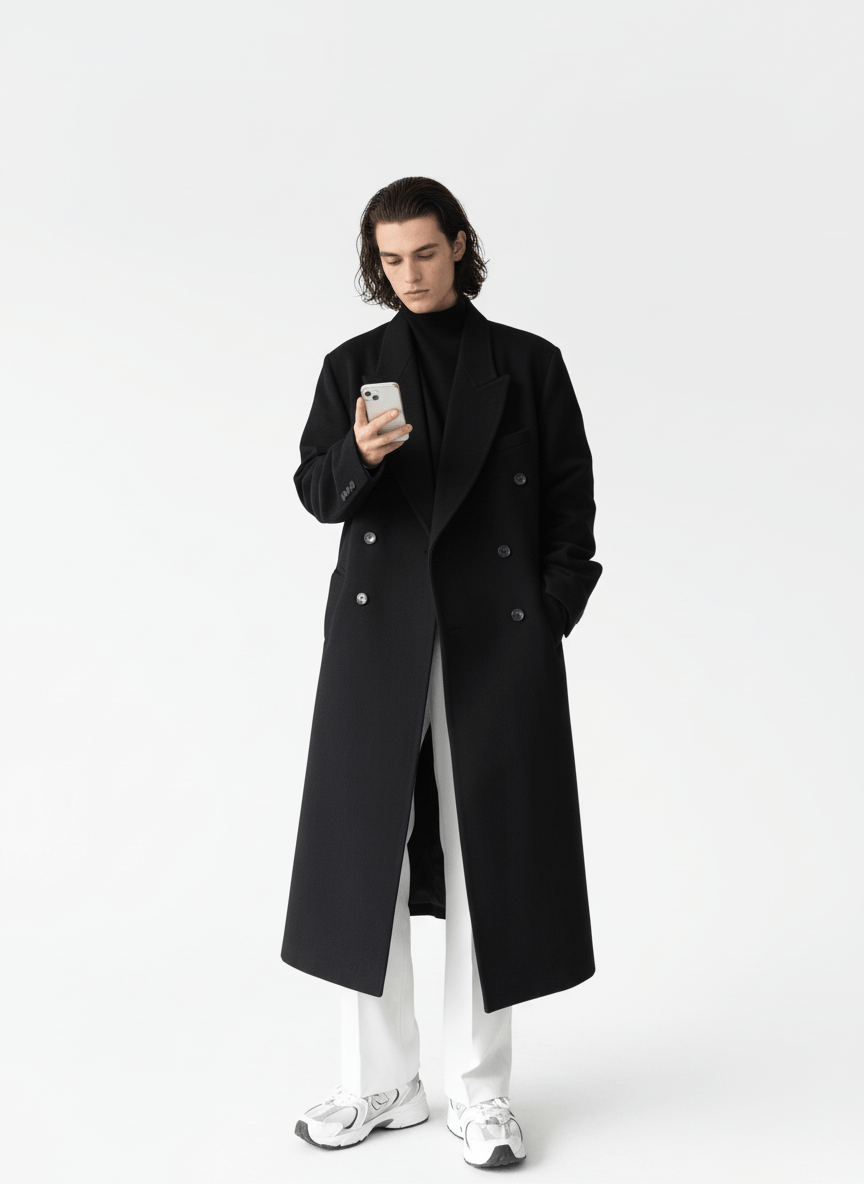 [MRCYC] Loose Black Coat na727