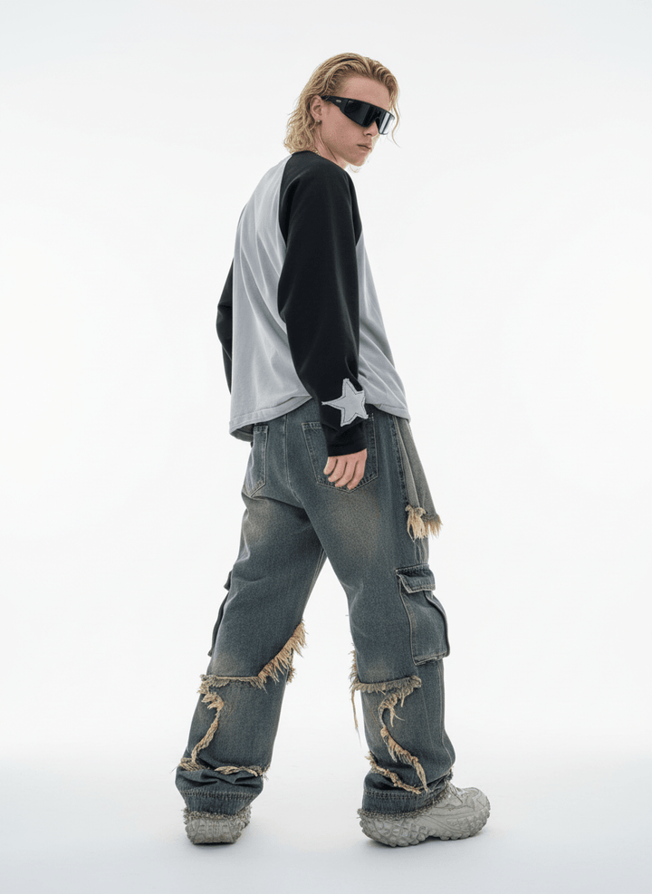 [FLAT ROOM] street design pockets washed denim FL46