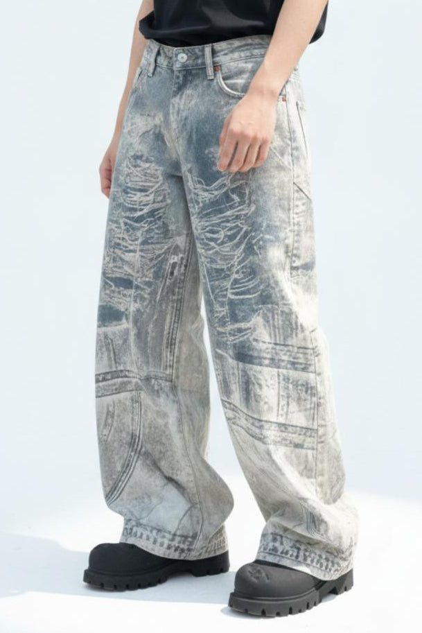 Graphic Denim Pants  na2628