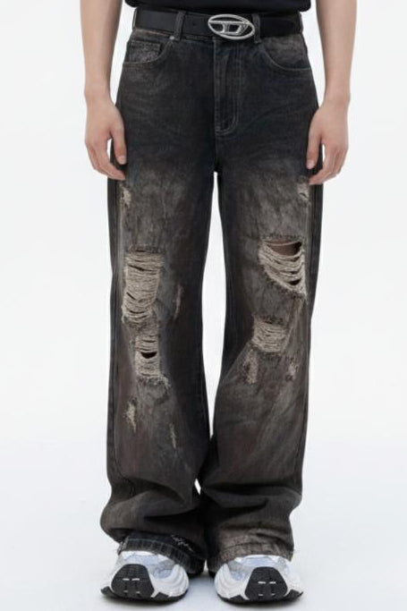 Distressed Wide Jeans  na2624