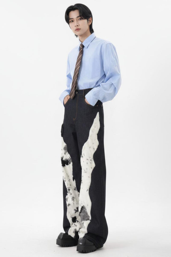 Furry Denim Pants  na2567