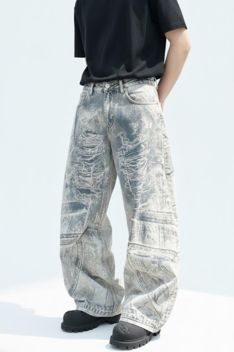 Graphic Denim Pants  na2628