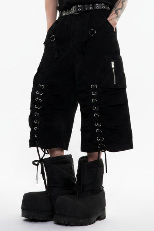 Distressed Denim Knee-Length Shorts  na2601
