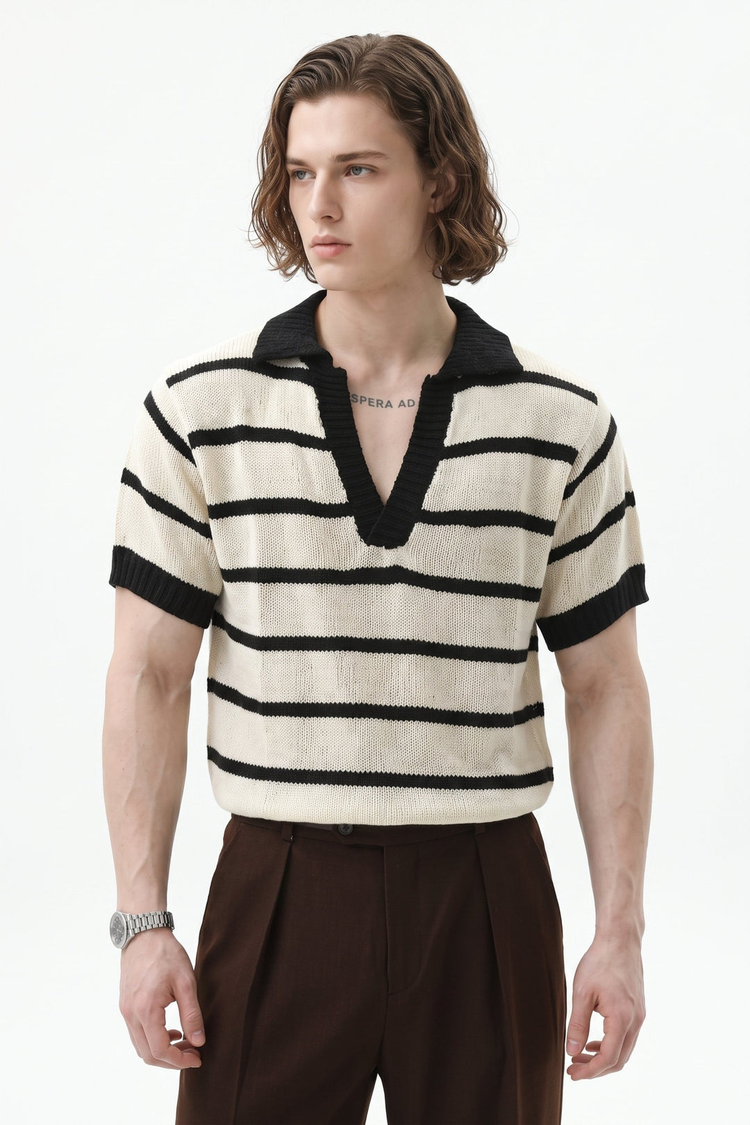 Striped Knit Polo  na2665