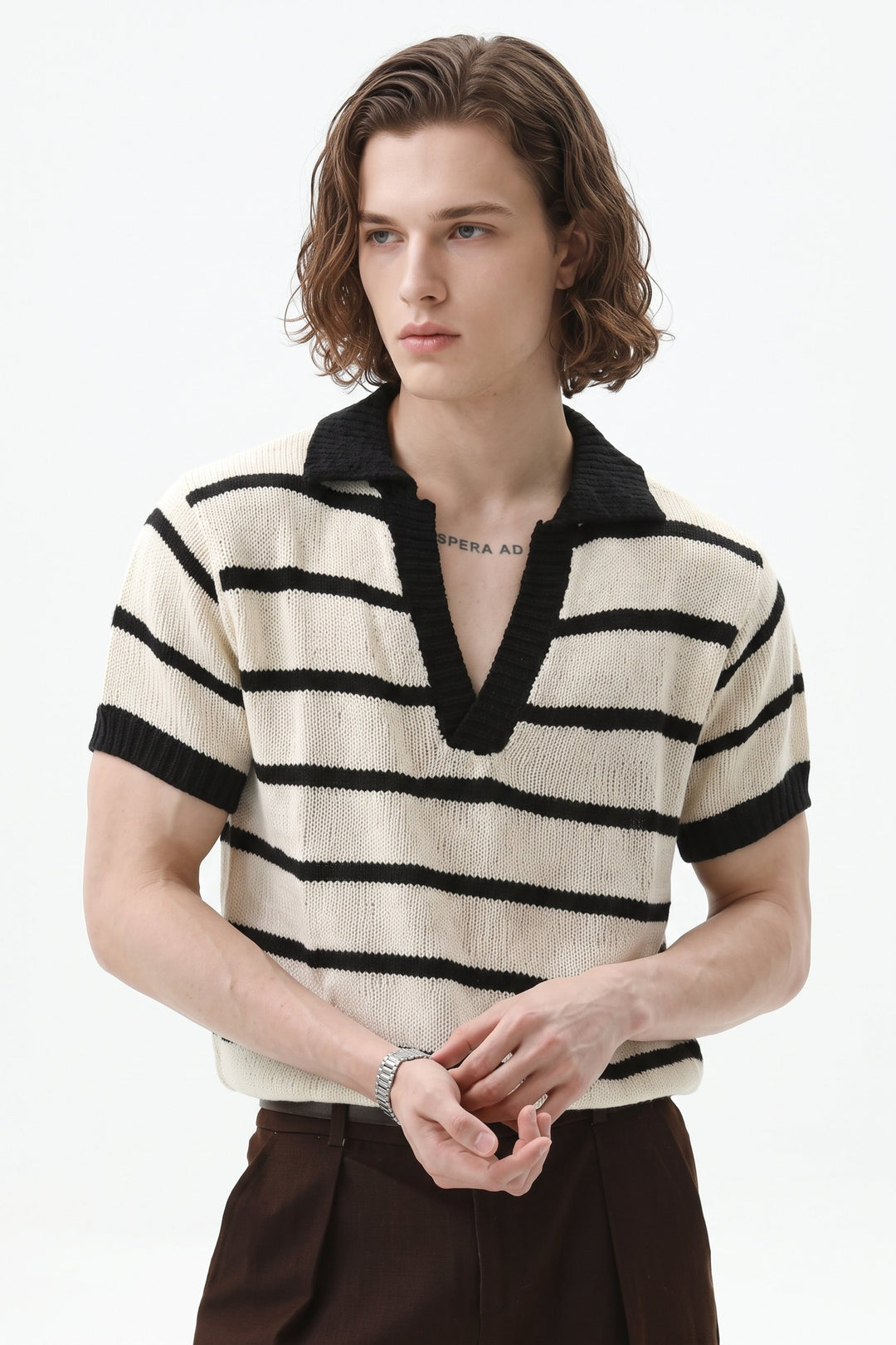 Striped Knit Polo  na2665