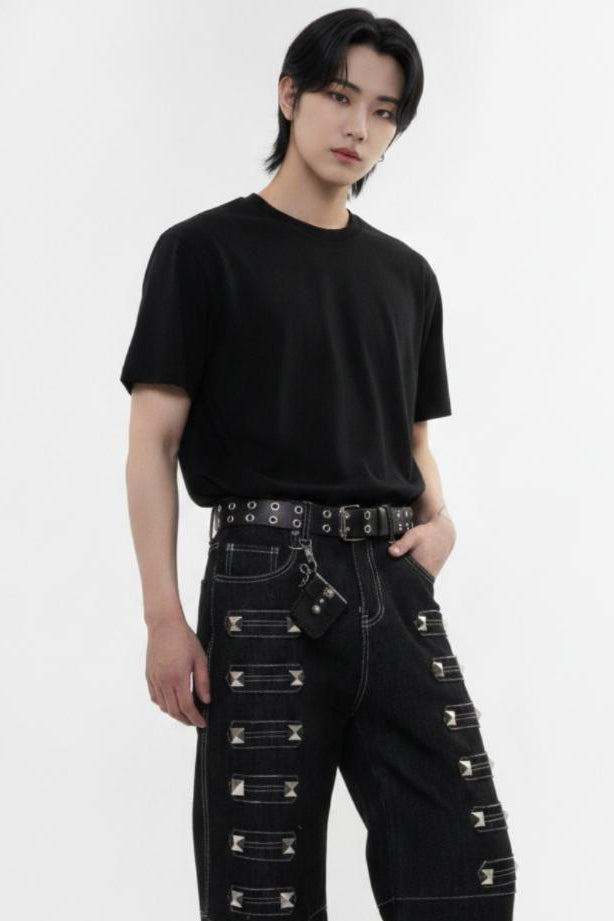 Studded Wide Jeans  na2599