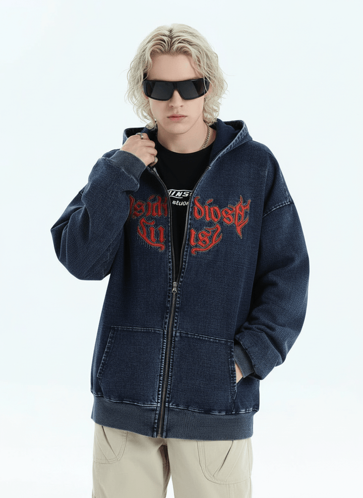 [INSstudios] Gothic Letter LOGO Denim Jacket na1631
