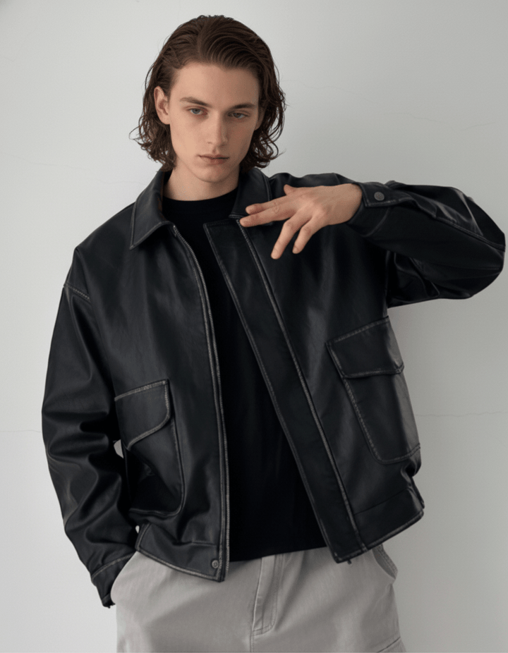 Noir Leather Utility Jacket na2263